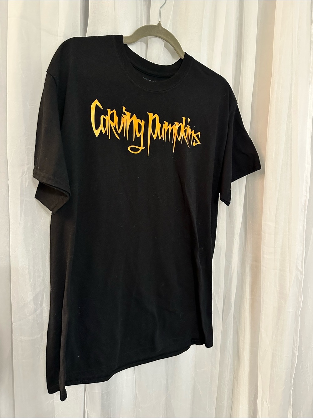 Gildan Black Tee with Bright Orange “Carving Pumpkins”